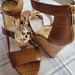 MICHAEL KORS Brown Wedge Heel Sandals SZ 6.5M NWOT